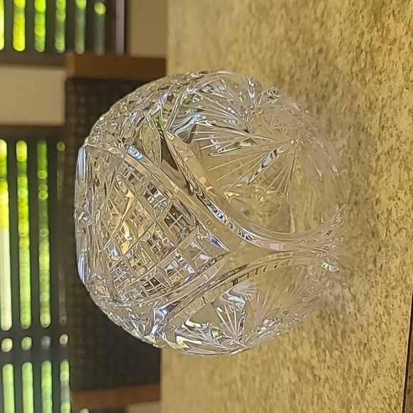 Crystal Rose Bowl "Pinwheel" Design Crystal Clear Industries, Poland, 24% Lead - Picture 3 of 9